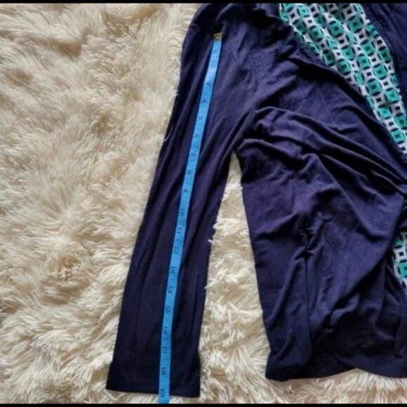 Croft & Barrow Navy Blue Sweater with Green Design Attached Blouse Women's Med - Picture 6 of 7